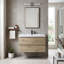 Meuble-lavabo suspendu en mélamine de bois de 35,43 po avec portes à fermeture amortie et lavabo intégré en résine, entièrement assemblé.-136089313-137789028-137791037