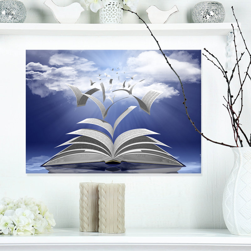 " Book Pages Skyward ", 12" H x 20" W x 1" D, Wrapped Canvas