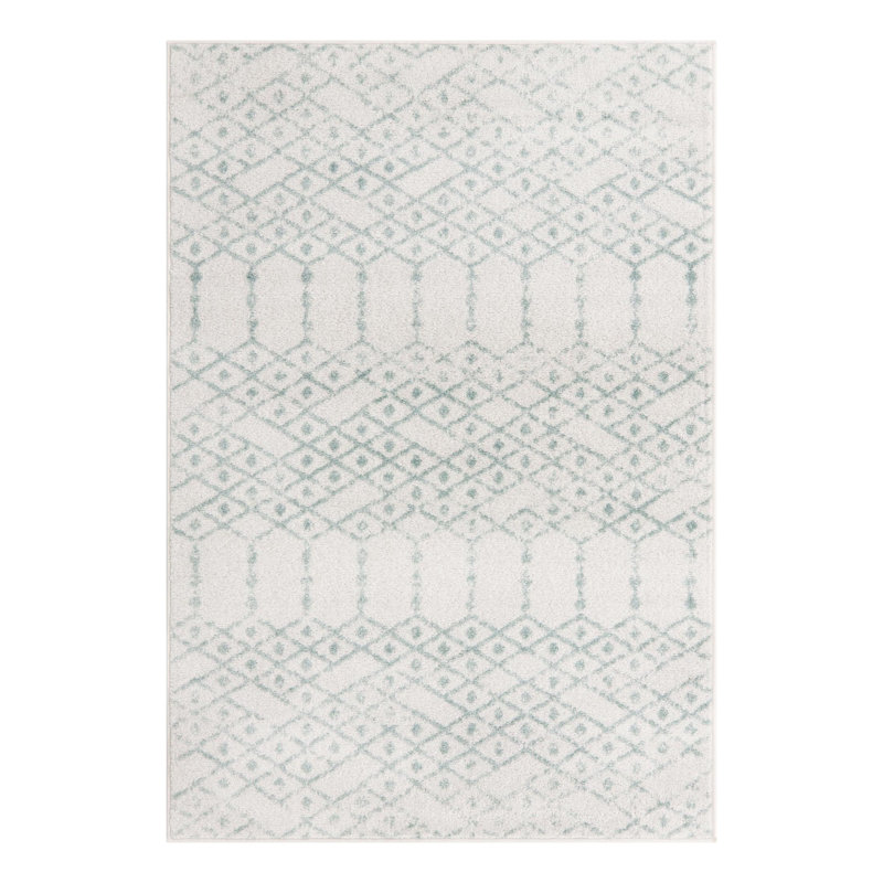 Tapis ivoire à motif géométrique ivoire d'Igon, Rectangle 4 pi x 6 pi