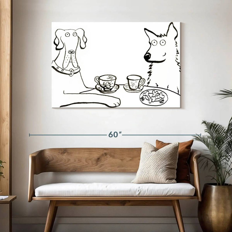 Chiens prenant le thé, H 30 po x l 45 po