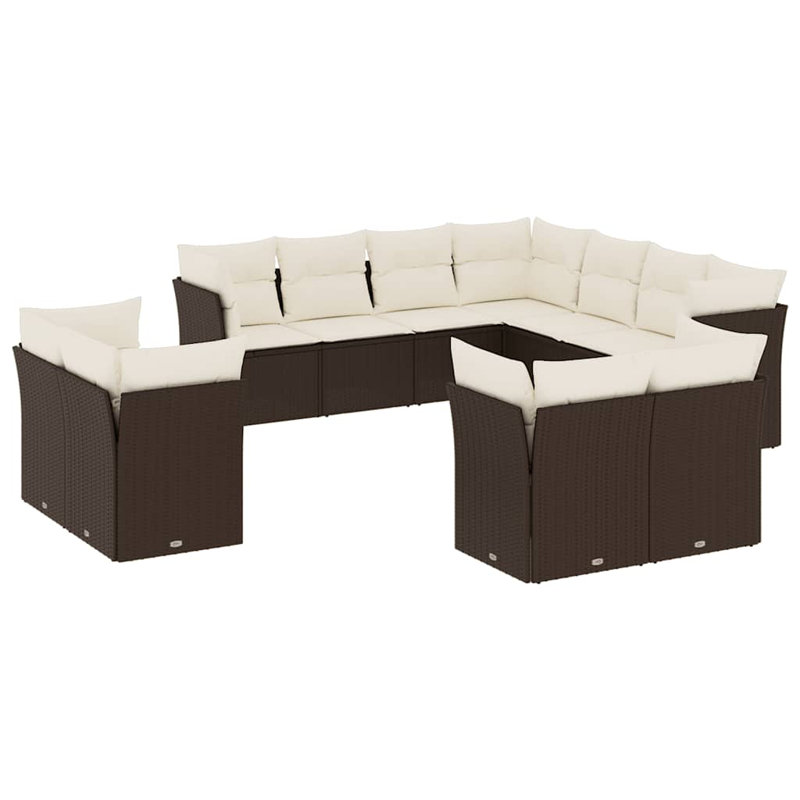 Ensemble de canapé de jardin Vidaxl brun PE rotin moyen à grand modulaire