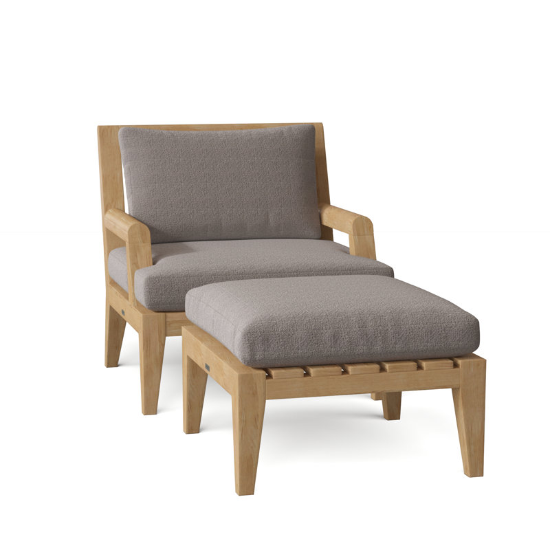 Mendocino Outdoor Teak Lounge Chair, Ash