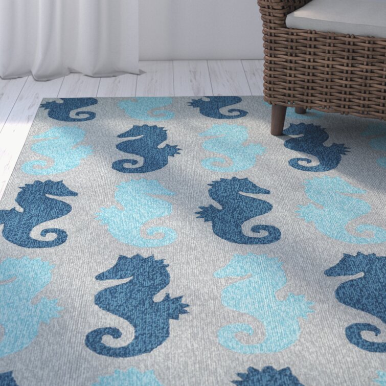 Coastal Blue Handwoven Indoor/Outdoor Rug