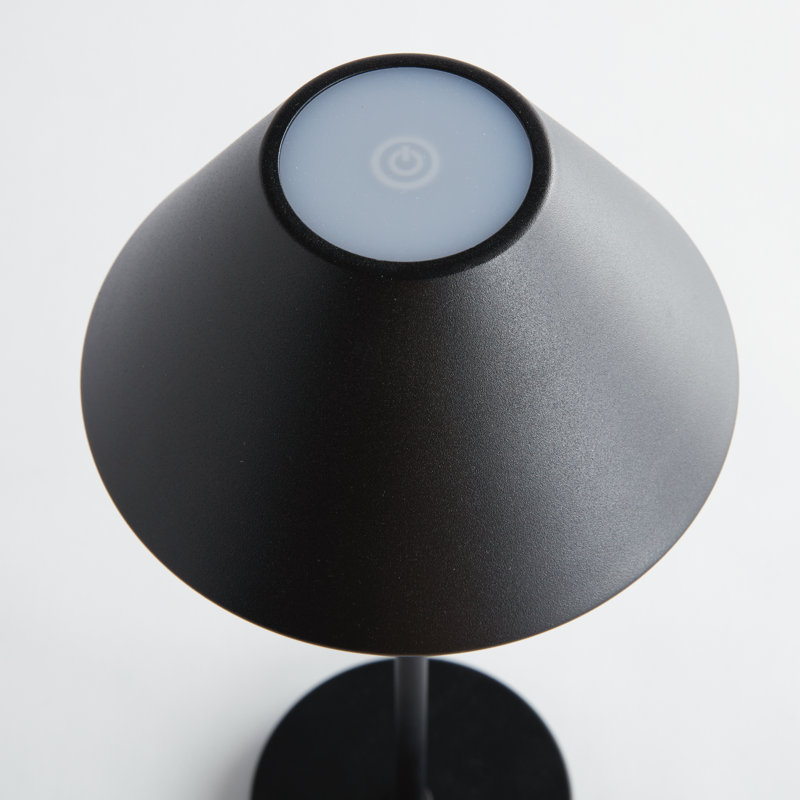 Lumos Rechargeable Cordless LED Metal Shade Table Lamp 14 in. in Black, Black, 14'' H x 6'' W x 6'' D, Black