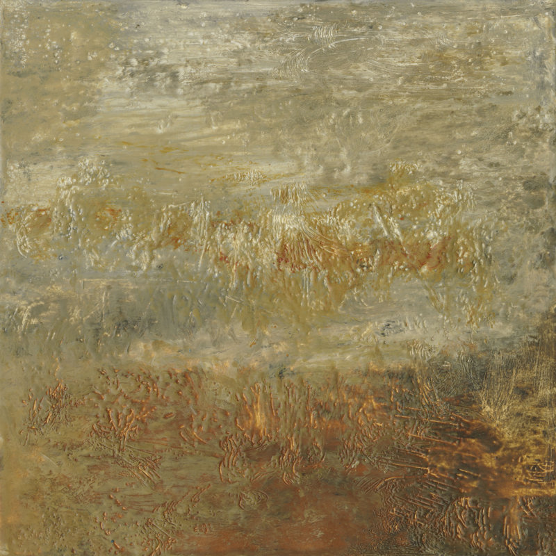 Encaustic Tile In Orange III by Sharon Gordon - Wrapped Canvas Painting, 30cm H x 30cm W x 3.8cm D