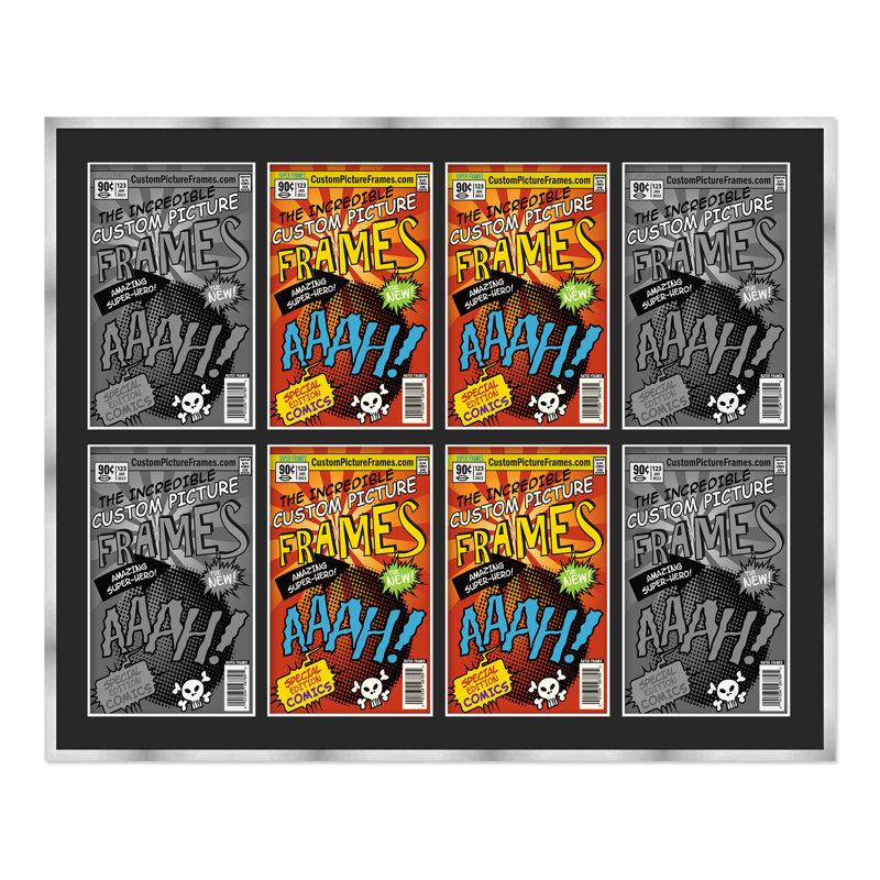 Cadre photo collage, Argent / noir, 37,5 po x 26,5 po, 7,25 po x 10,5 po