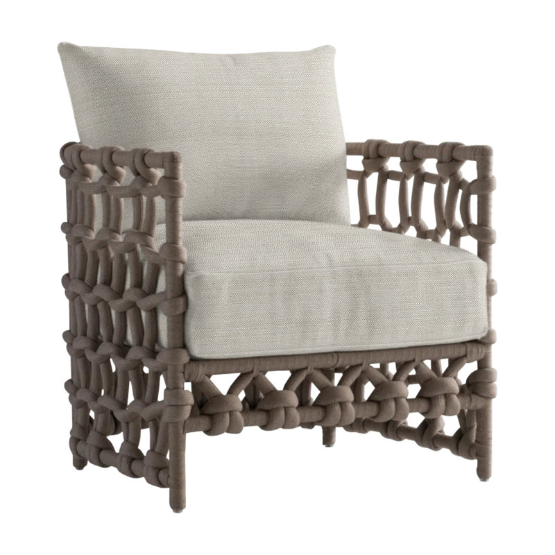 Nodi Patio Chair with Cushions, Beige Linen 6025-012