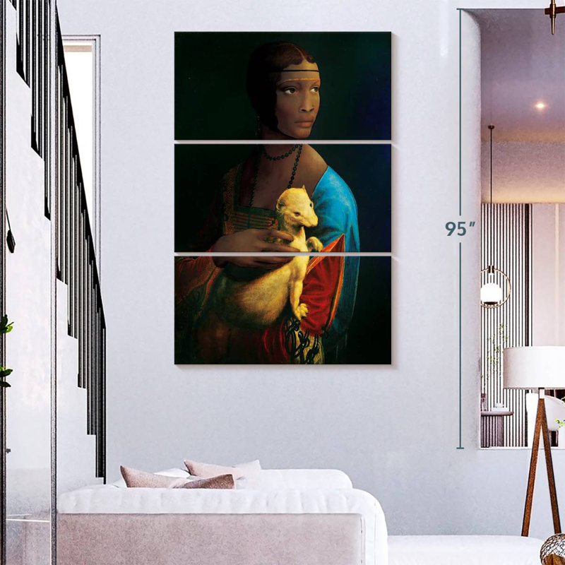 Leisha, la Dame à l'hermine, d'inspiration afro-américaine, H 74 po x l 48 po