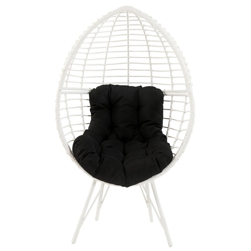 Chaise de patio contemporaine noire et blanche avec coussin de siège amovible rembourrée de mousse de jardin - noir / blanc