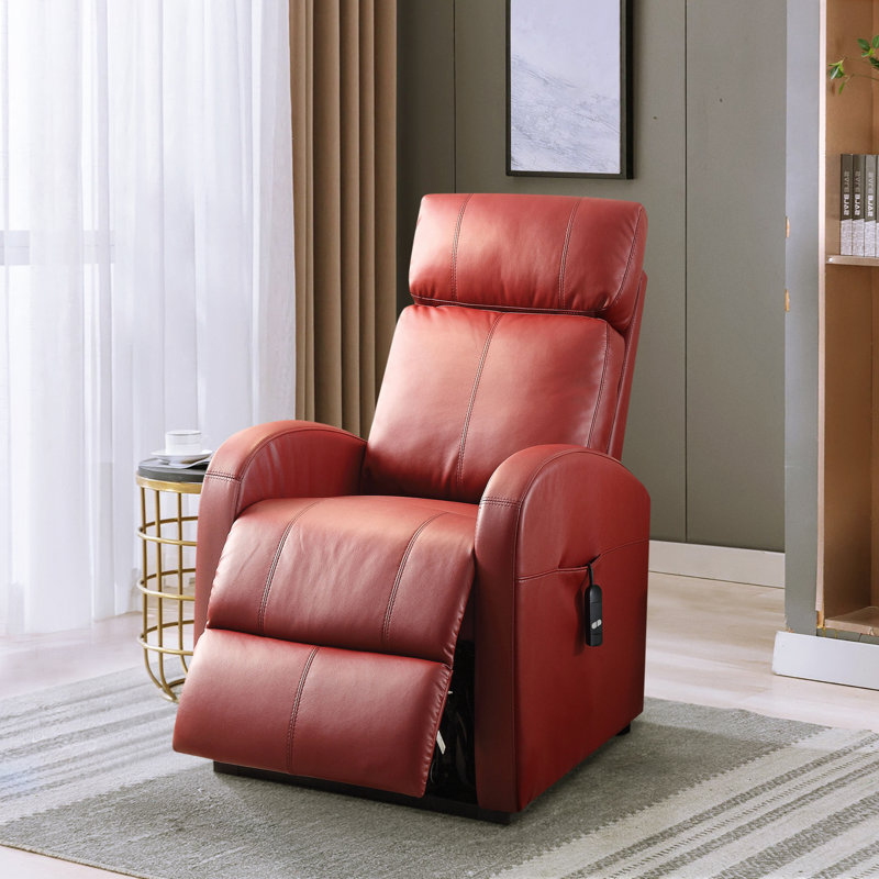 Minocqua Upholstered Home Theater Seat, Red Faux Leather