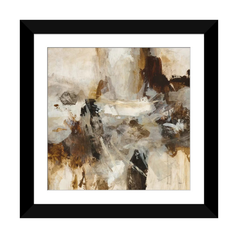 «Effervescence», reproduction sur toile, H 16 po x l 16 po x P 1 po, Papier d'art encadré noir, Blanc