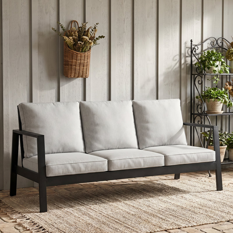 Canapé d'extérieur entièrement en aluminium pour 3 personnes toutes saisons, canapé de patio surdimensionné avec dossier ergonomique à 110 °, sièges de patio avec coussins amovibles pour la cour, le jardin et la terrasse