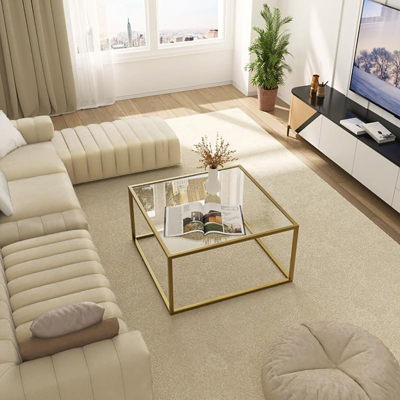 Coffee Table Small Modern Coffee Tables for Living Room, Clear Top/Gold Base