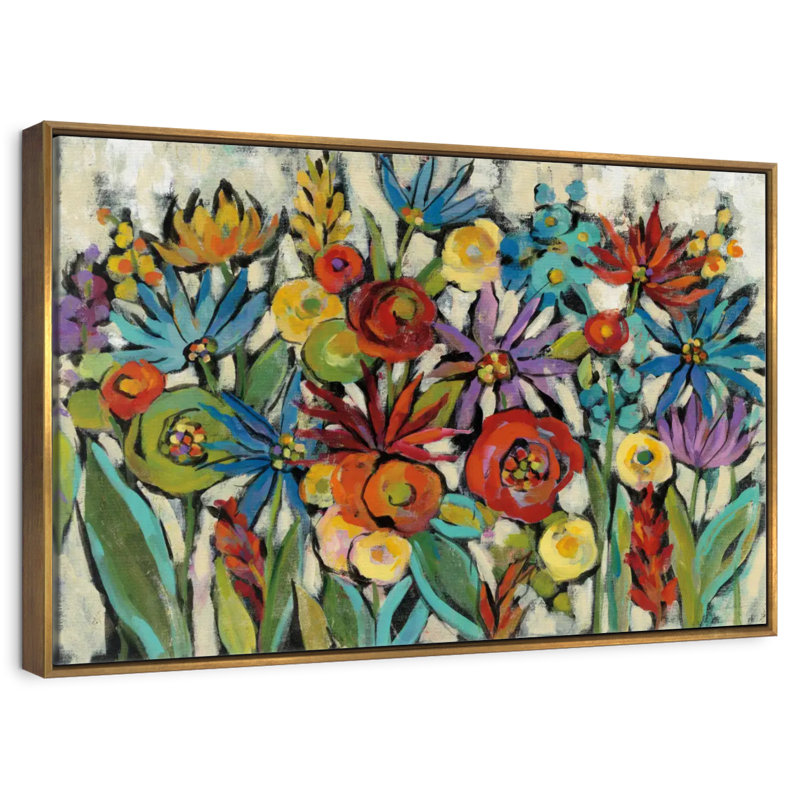 Confettis floraux, 25 po x 17 po, Cadre flottant doré