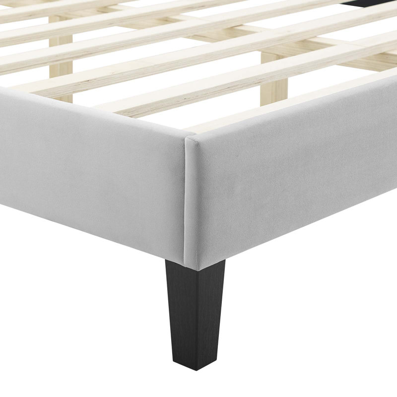 Lit plateforme en velours Modway Lindsey, Gris clair, Simple