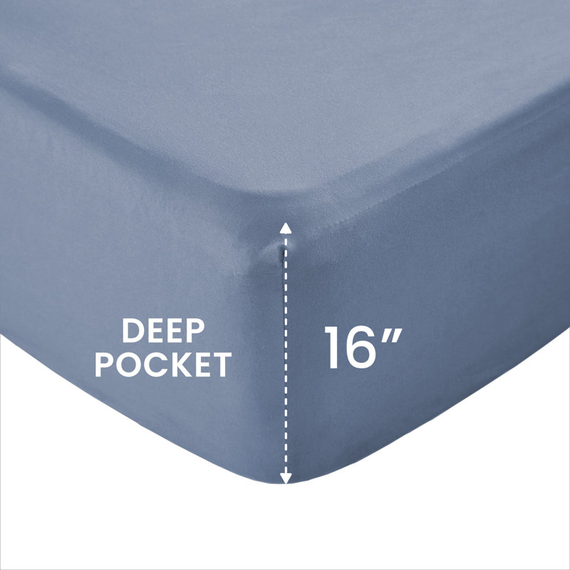 Sleep Zone Lightweight Soft Microfiber Sheet Set 85GSM Hotel Luxury Deep Pocket Easy‑Care Bedding Set, King, Flint Stone Blue