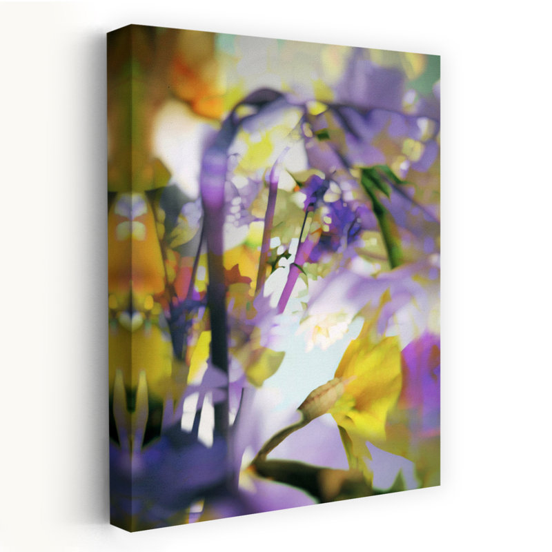Art contemporain avec art floral, H 12 po x l 8 po
