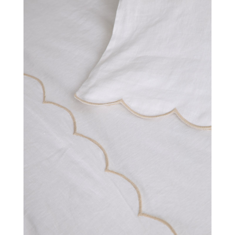 Ensemble de draps Kelly, Blanc / lin, Ensemble de draps pour très grand lit californien