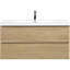 Meuble-lavabo flottant avec lavabo en résine, armoire de rangement murale, tiroirs à fermeture en douceur, finition chêne naturel