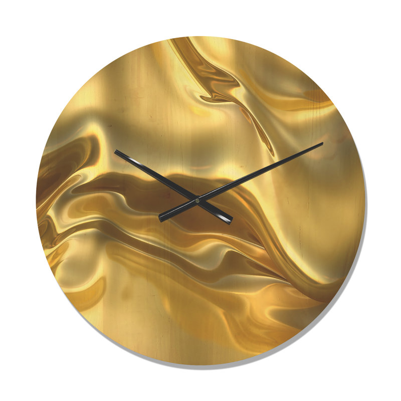 Texture de tissu doré - horloge murale moderne en bois, Petit