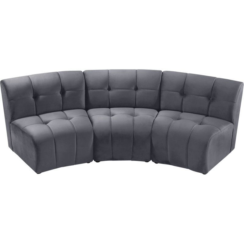 Jedson Velvet Sectional Symmetrical, Grey Velvet