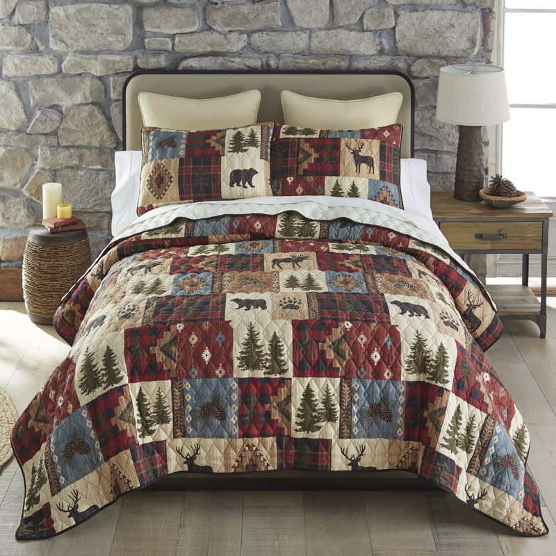 Your Lifestyle by Donna Sharp Woodland Patch 3PC Queen Rustic Quilt Set, Queen Quilt + 2 Queen Shams