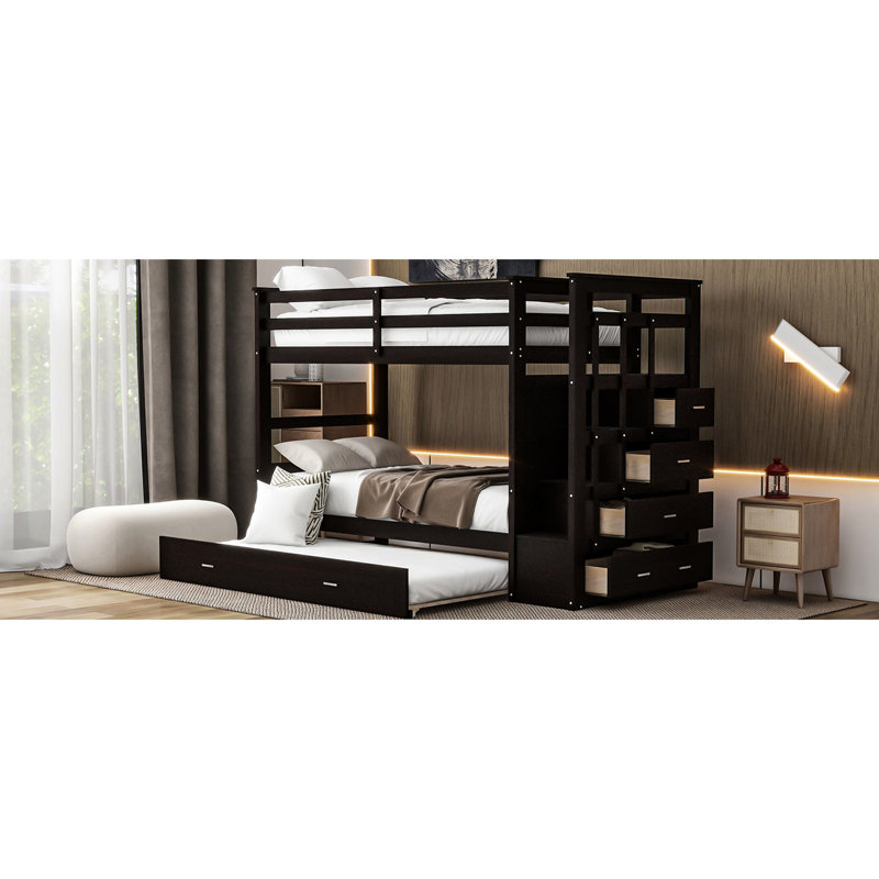 Lit superposé Twintwin avec optimisation de l'espace et lit gigogne - Bois massif pour une chambre à coucher fonctionnelle