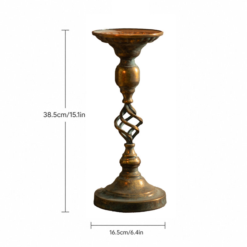Porte-bougie spirale en métal patiné, TALL