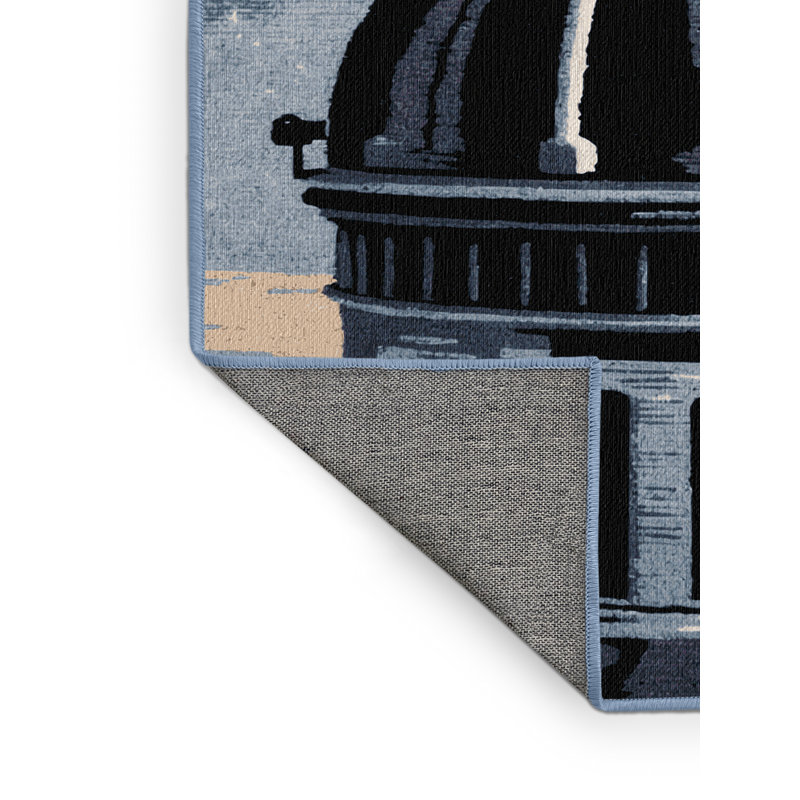 Tapis bleu lavable à la machine, Carré 7 pi