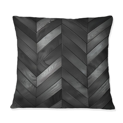 Coussin décoratif à chevrons gris foncé I