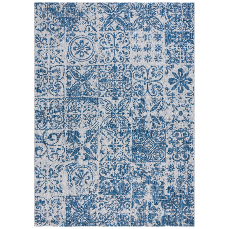 Tapis d'intérieur / extérieur floral Medee Performance, Rectangle 5 pi 3 po x 7 pi 7 po