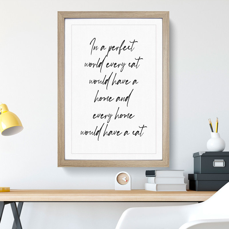 Cat - Picture Frame Typography, 90cm H x 65cm W x 2cm D, Oak Framed