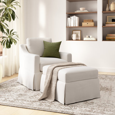 Fauteuil d'appoint pivotant et repose-pieds de rangement avec housses