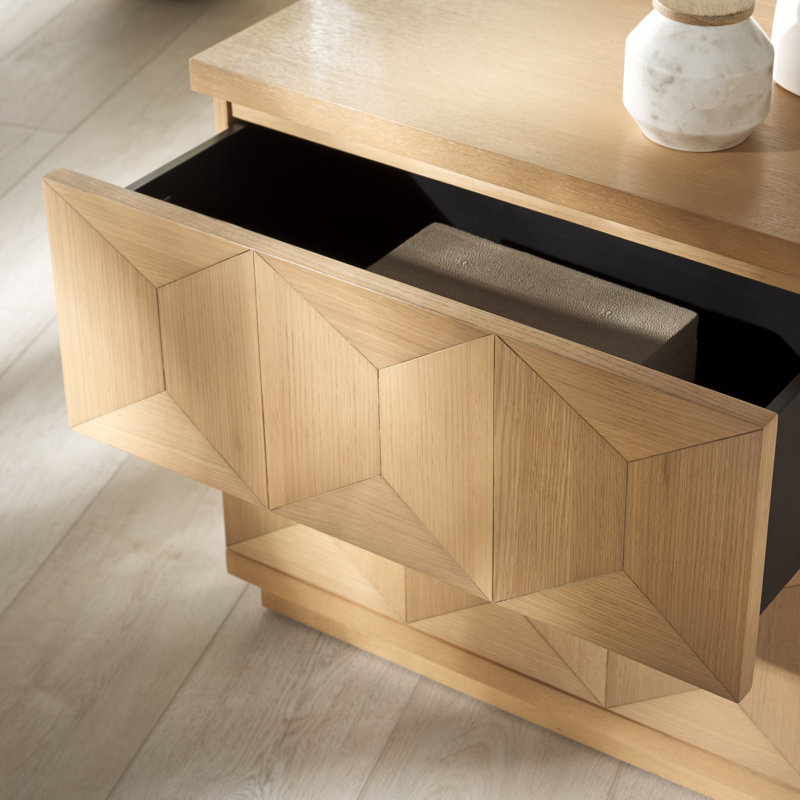 Deziree Wood 2 Drawer Nightstand, Natural