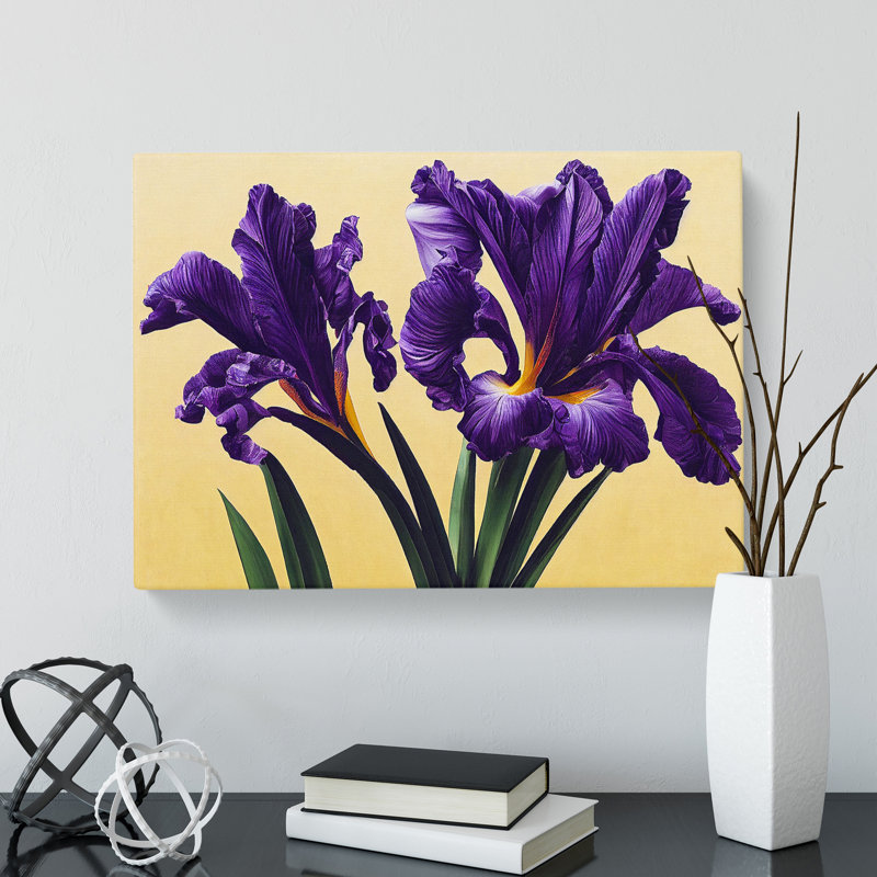Majestic Iris Flowers - Wrapped Canvas, 50cm H x 76cm W x 3cm D