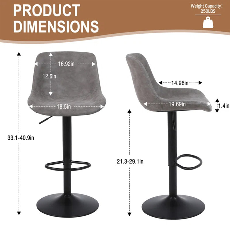 Swivel Counter Stool, Grey