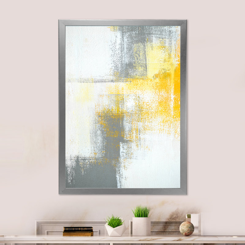 «Gray Meets Yellow Abstract Art IV», reproduction d'art sur toile