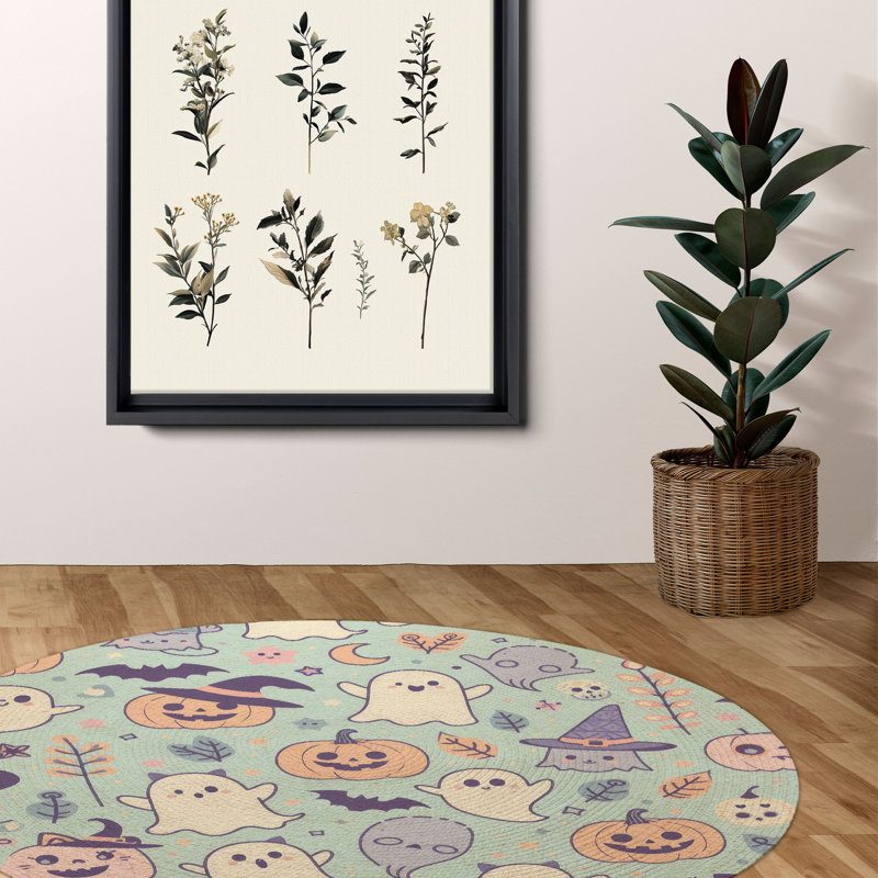 Eerie Blush Night Braided Rug, Round 5'