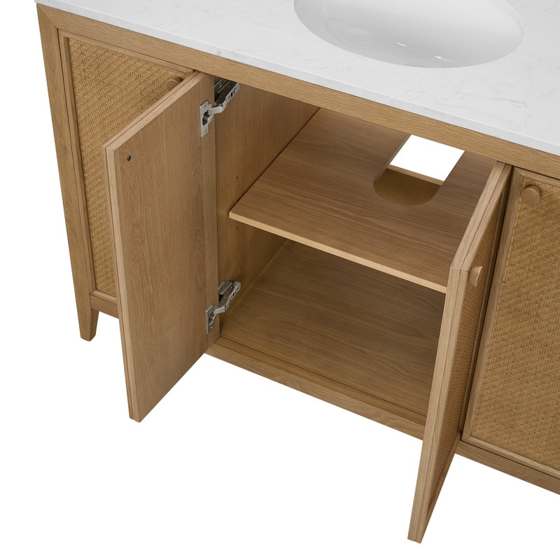 Benita 48" Rattan and Oak Bathroom Vanity