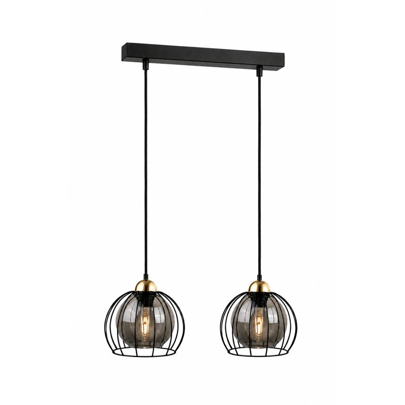 2 - Light Pendant, 60, Matte Black/Gold, 2