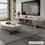 Table basse en acier inoxydable et blanc-997180287