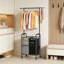 Trieur de linge avec barre de suspension et sacs amovibles, panier à roulettes à 2 sections avec roues verrouillables, cadre en métal robuste pour un rangement robuste