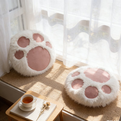 2pcs Adorable Cat Paw Print Throw Pillow - Super Soft Plush Decorative Cushion for Couch, Bed, or Office - Realistic Claw Design, Cozy Accent for Cat Lovers - Unique Home Decor Gift