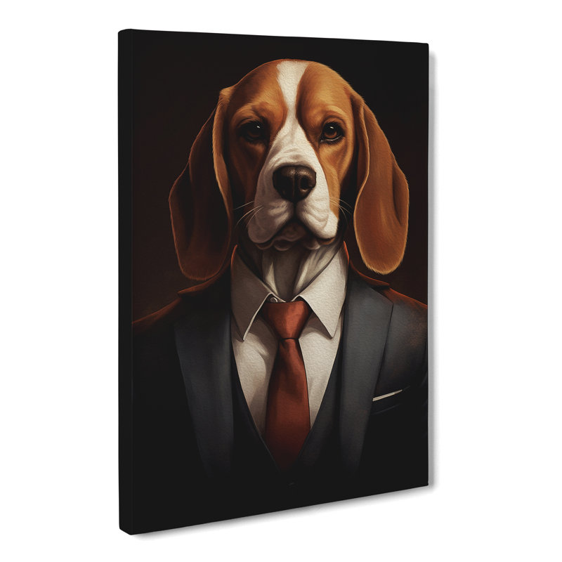 Beagle in a Suit Painting No.2 - Wrapped Canvas, 50cm H x 35cm W x 3cm D