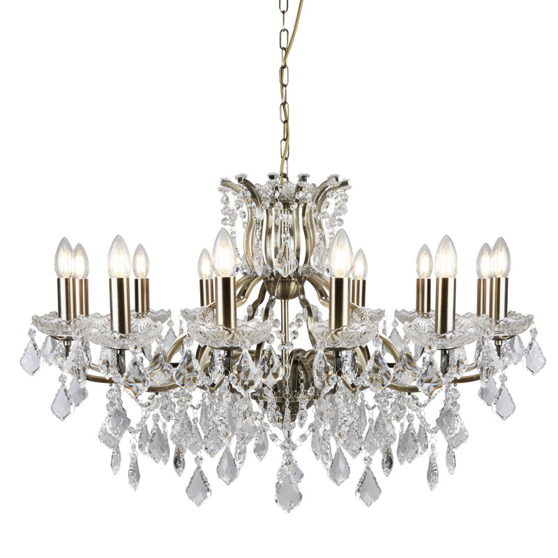 Plaisir 12 - Light Candle Style Chandelier, Antique Brass