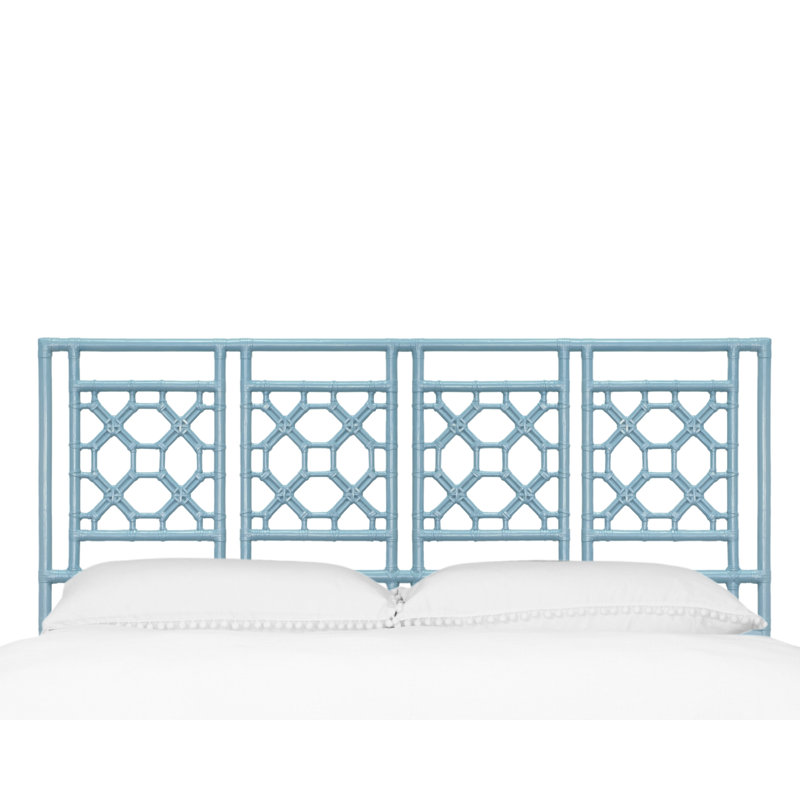 Rattan Open-Frame Headboard, King, Pool Blue