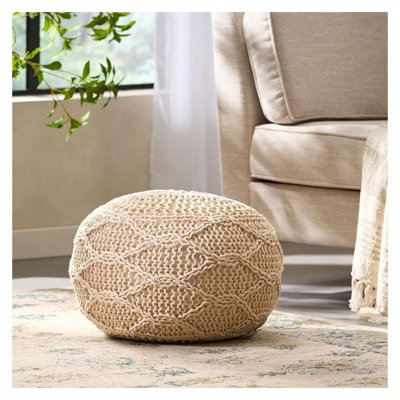  Pouf Malibu en laine tricotée 20x20