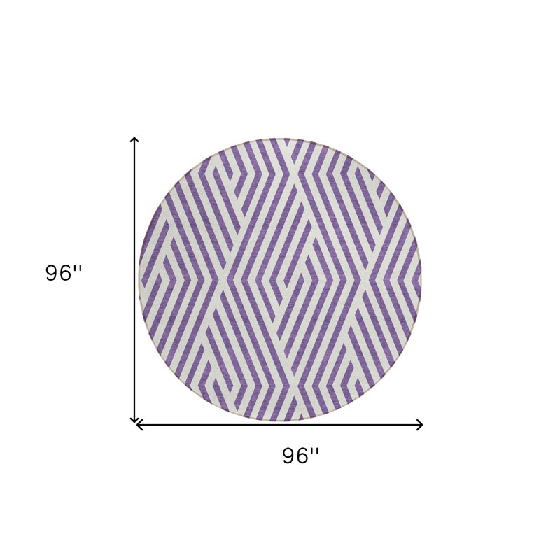Tapis d'intérieur rond lavable mauve et blanc 8 pi HomeRoots