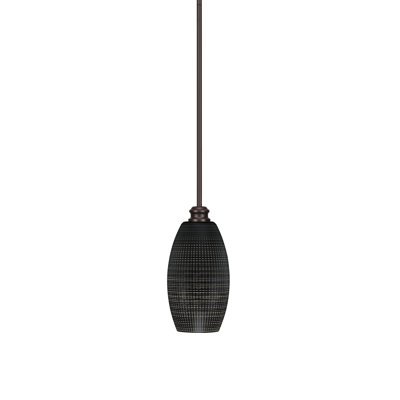 Edge Stem Hung Mini Pendant With 5.5" Black Matrix Glass