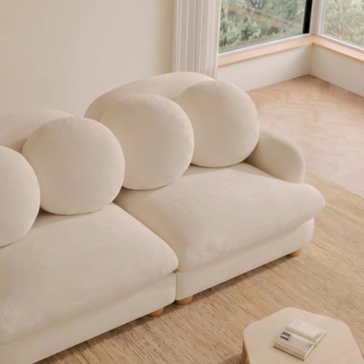 Grand canapé d'angle modulaire en chenille, canapé quatre places à assise profonde avec 8 coussins décoratifs, structure en bois massif pour salon, chambre et appartement